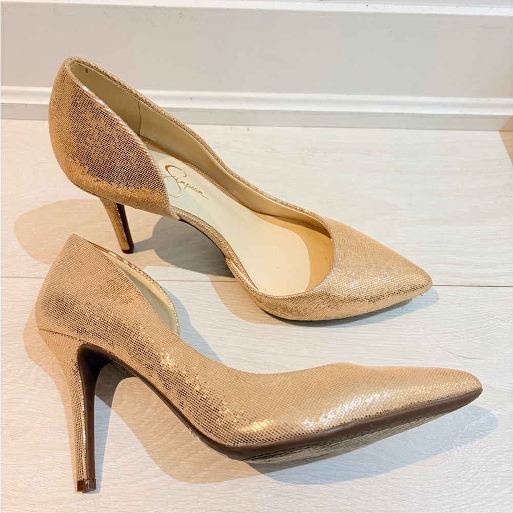Jessica Simpson Shimmering Gold Heels